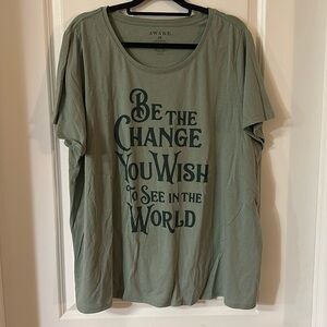 Plus size tshirt, size 2x “be the change you wish to see in the world”
